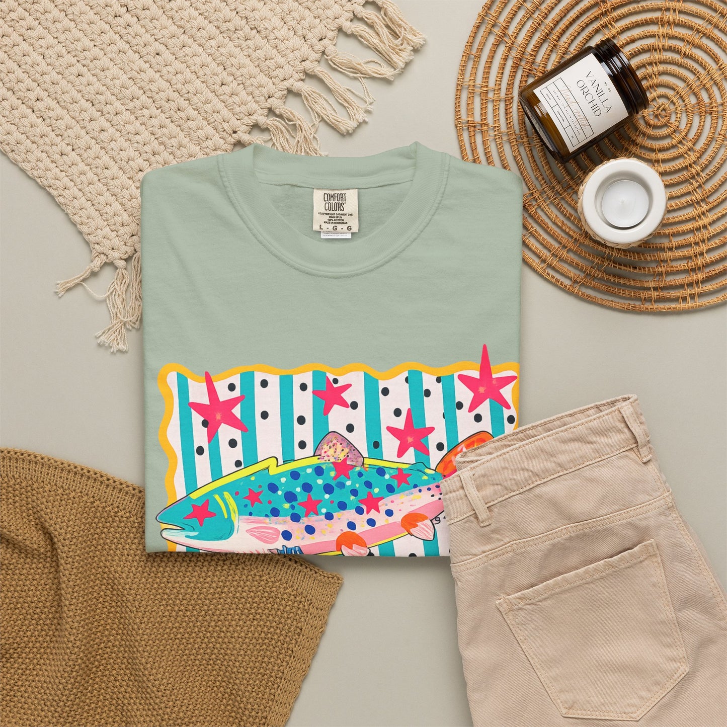 Fish Pattern T-Shirt — Colorful Retro Sea Life Graphic Tee