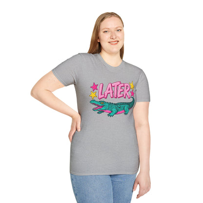 Later Alligator T‑Shirt — Retro Cartoon Gator "Later/After A While" Graphic Tee