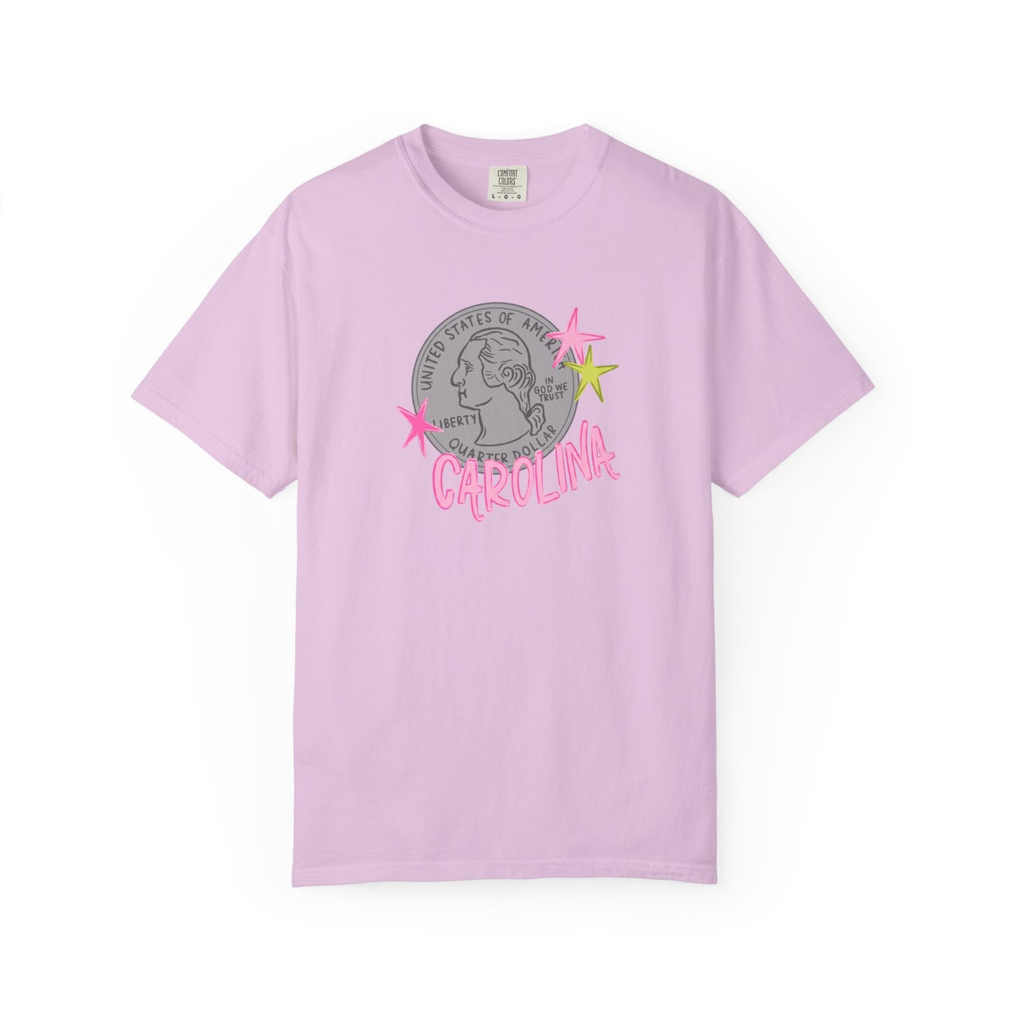 California Coin Graphic Tee — 'California' Retro Neon Stars T-Shirt