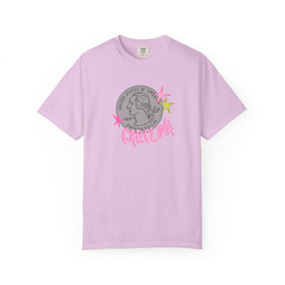 California Coin Graphic Tee — 'California' Retro Neon Stars T-Shirt