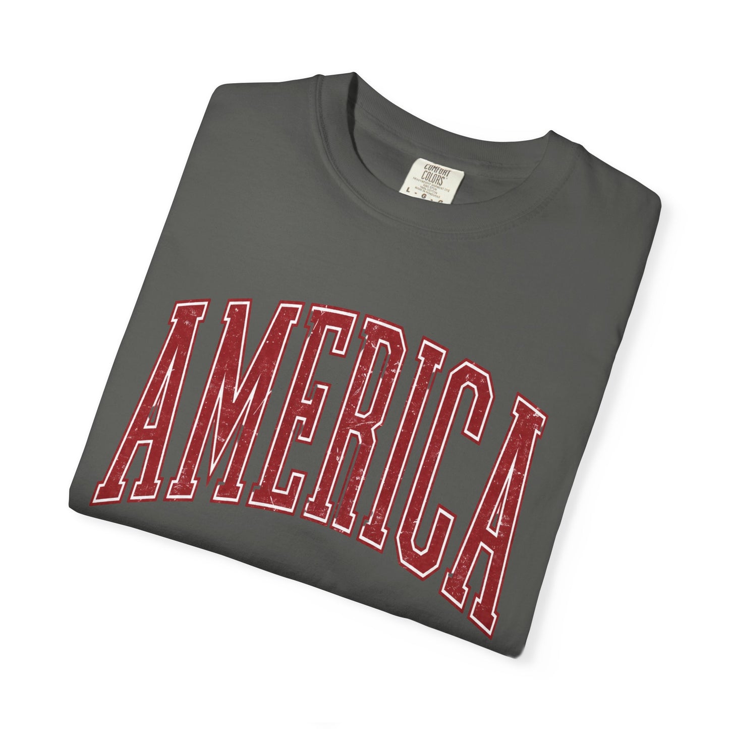 America Graphic T‑Shirt — Vintage Collegiate Patriotic Tee