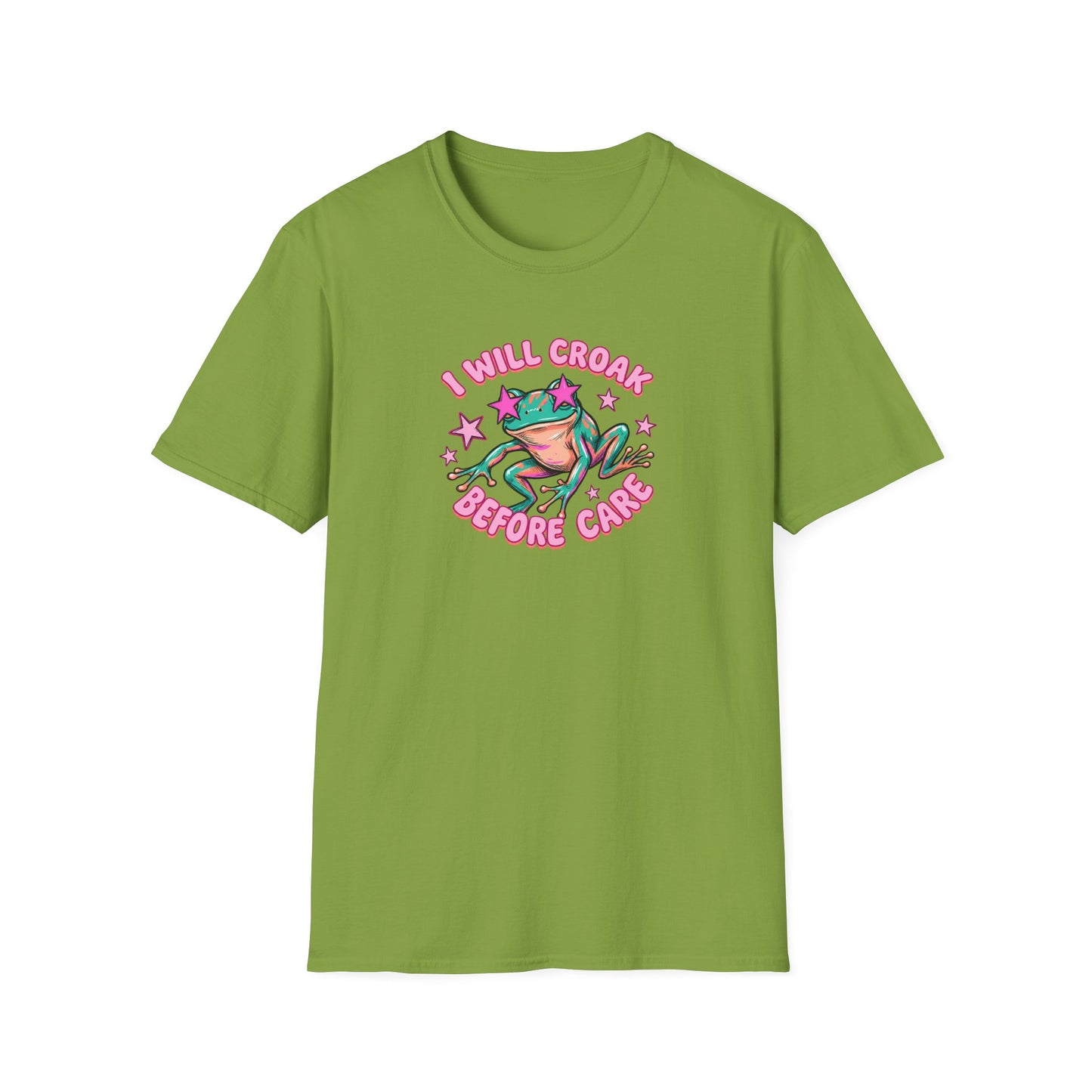 Funny Frog T-Shirt — "I Will Croak Before I Care" Cute Retro Frog Graphic Tee