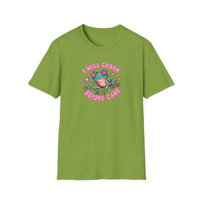 Funny Frog T-Shirt — "I Will Croak Before I Care" Cute Retro Frog Graphic Tee