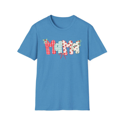 Mama Patterned Patchwork T-Shirt — Floral & Gingham "Mama" Design, Cute Mother's Day Gift