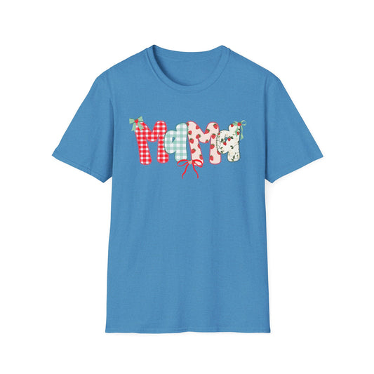 Mama Patterned Patchwork T-Shirt — Floral & Gingham "Mama" Design, Cute Mother's Day Gift