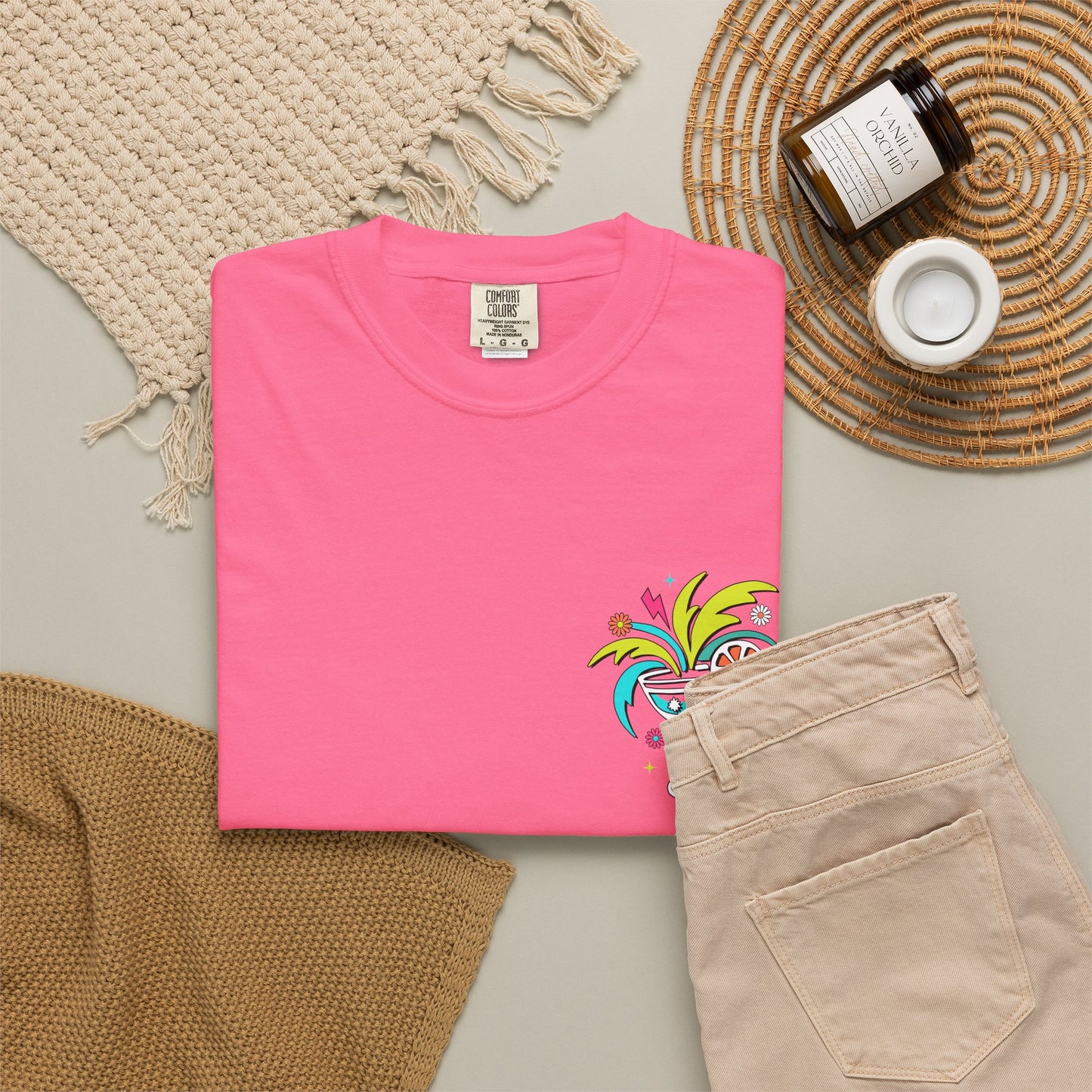 T-Shirt — "Tanned and Tipsy" Colorful Tropical Cocktail Tee