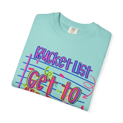 Get to Heaven T-Shirt — "Bucket List" Colorful Notebook Graphic