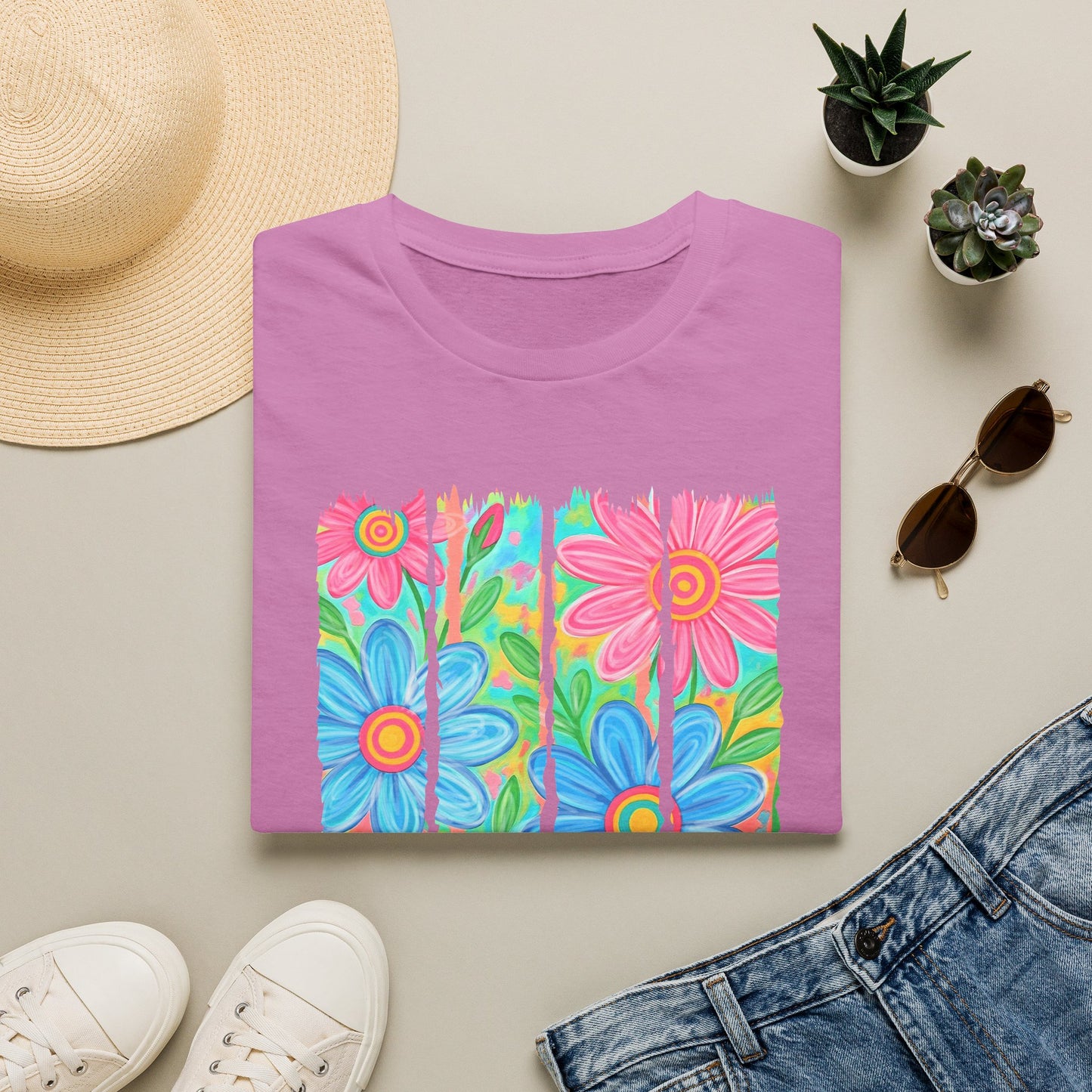 Summer vibes floral tee- Gildan softstyle