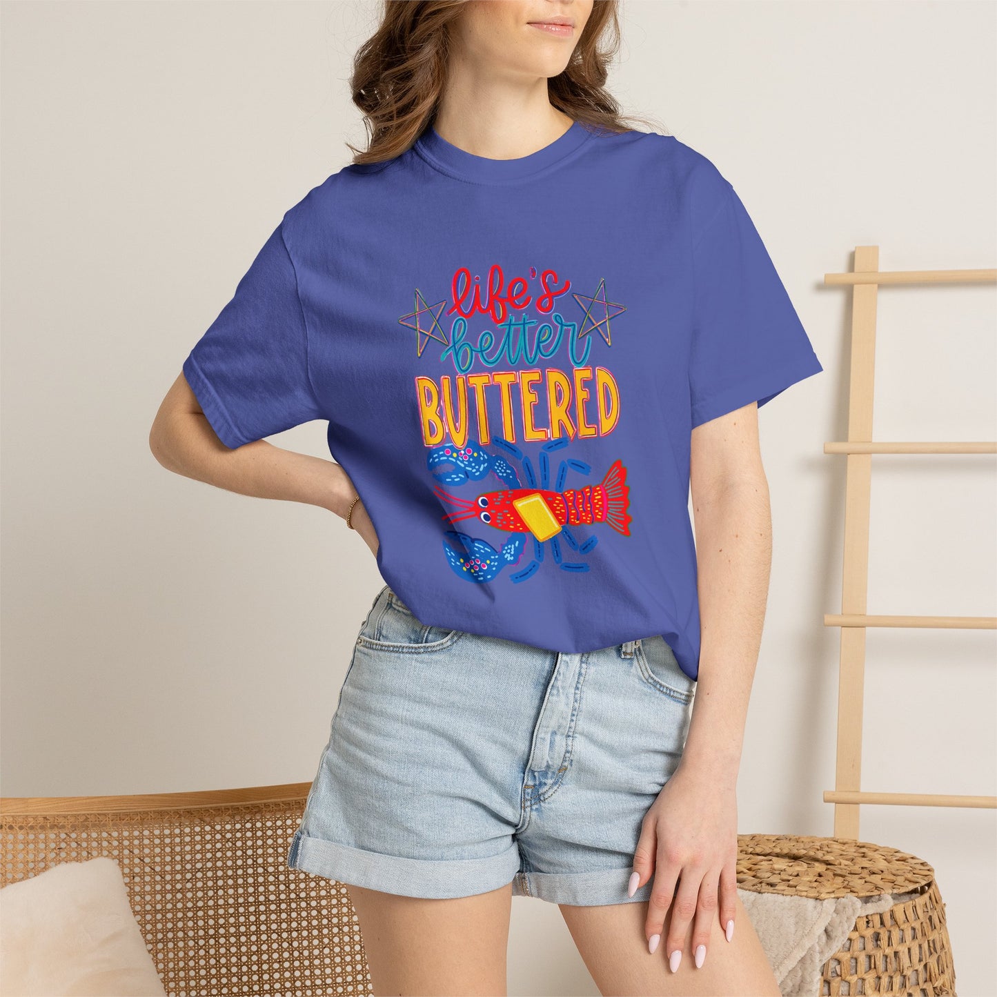 T-Shirt — 'Life's Better Buttered' Lobster Seafood Graphic Tee