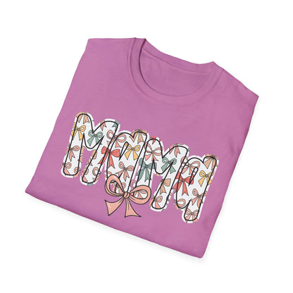 Mama Floral Typography T-Shirt — 'MAMA' Bow Graphic, Cute Mother's Day Gift