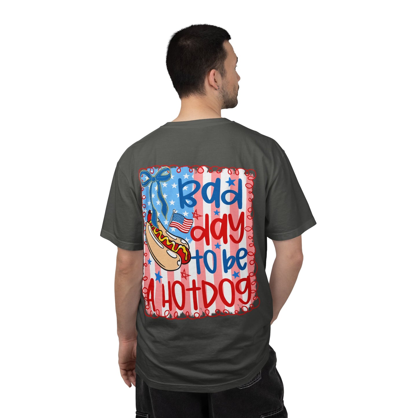 Hot Dog Graphic T-Shirt — "Bad Day to Be a Hot Dog" Patriotic Tee