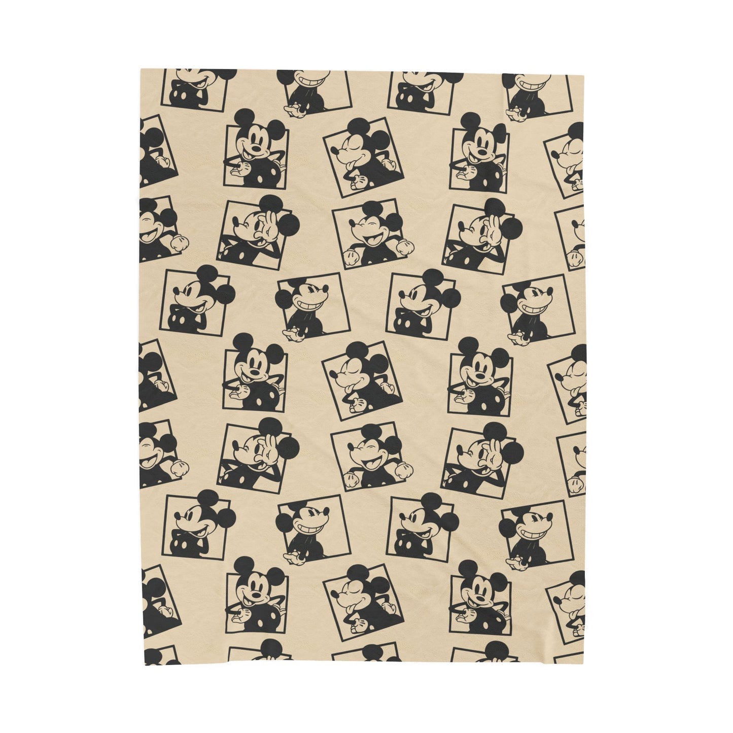 Retro Cartoon Velveteen Plush Blanket - Vintage Mouse Pattern Throw