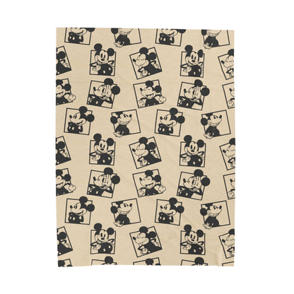 Retro Cartoon Velveteen Plush Blanket - Vintage Mouse Pattern Throw