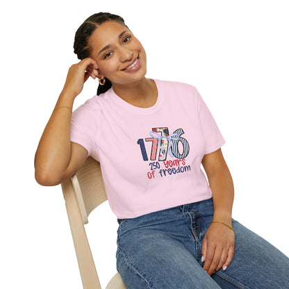 1776 "250 Years of Freedom" T-Shirt — Patriotic Independence Day Tee