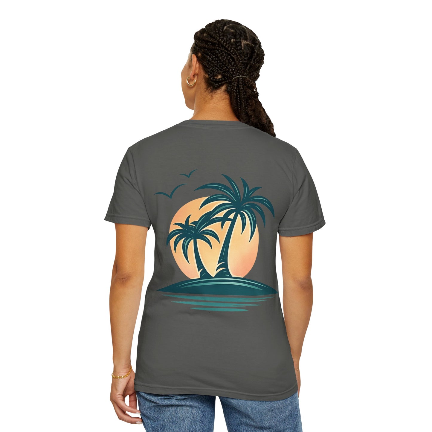 Palm Island Sunset T-Shirt — Tropical Beach Graphic Tee