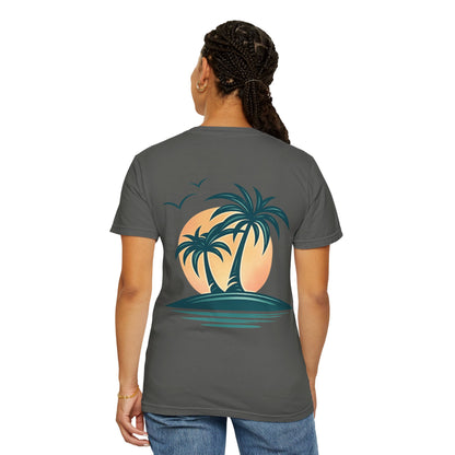 Palm Island Sunset T-Shirt — Tropical Beach Graphic Tee