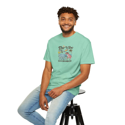 Retro Dinosaur Tee — "The Vibe Is In Shambles" Graphic T-Shirt