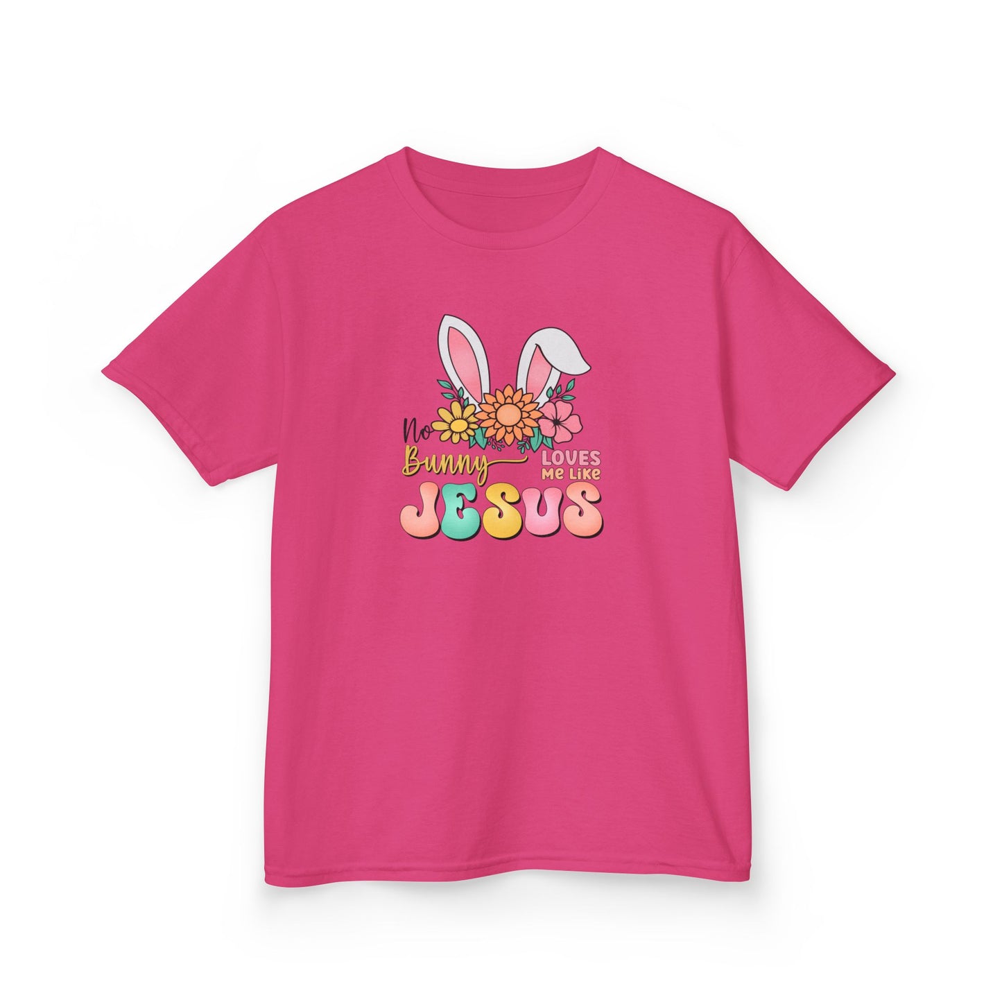 Kids Tee — "Hippie Bunny Jesus" Pastel Easter Graphic