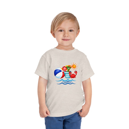 Toddler Tee — Colorful Beach Crab & Sand Pail Summer Shirt