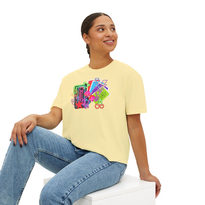 Retro Neon Makeup Graphic Tee — Women's Boxy Tee