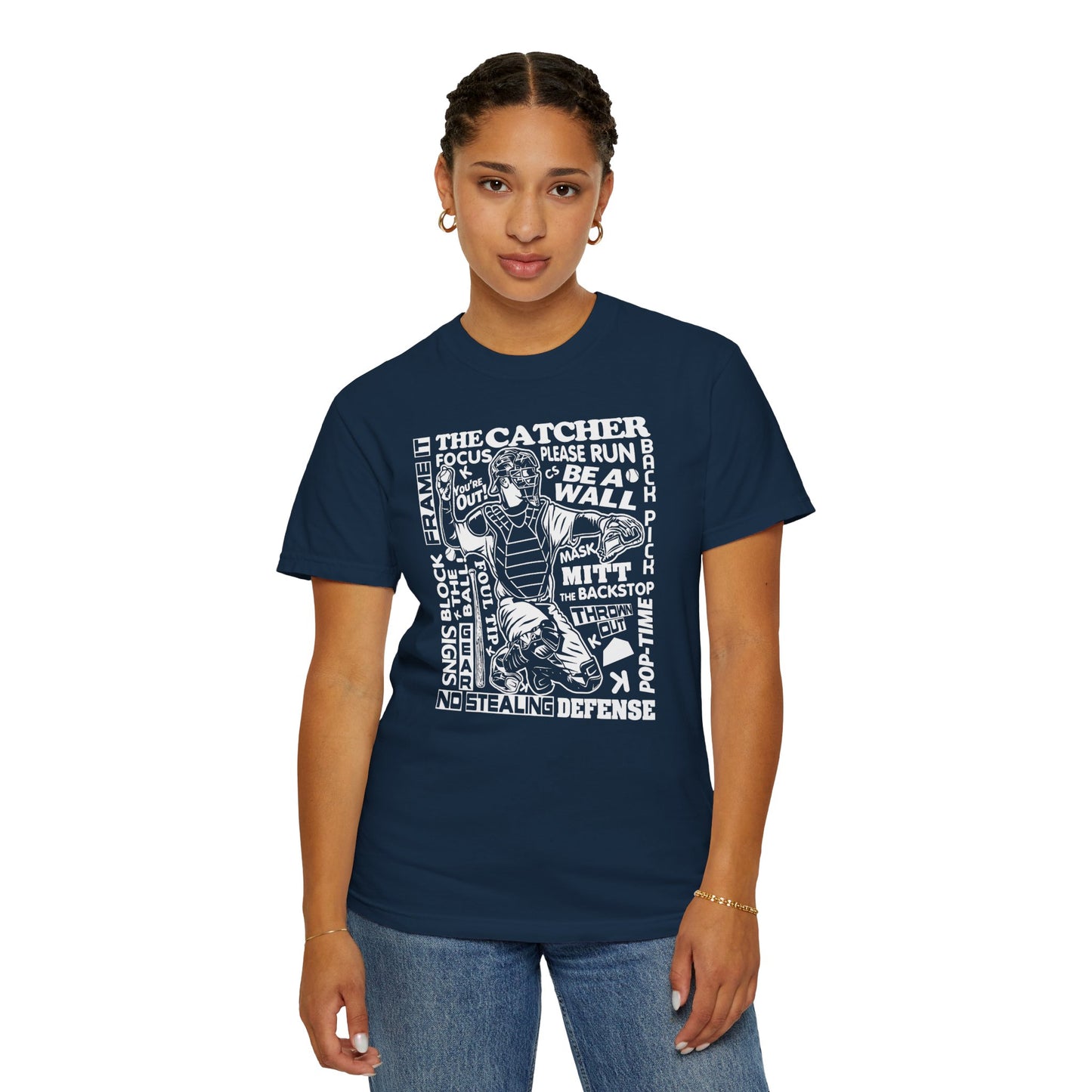 Catcher Graphic T-Shirt — Vintage-Inspired Baseball Catcher Design