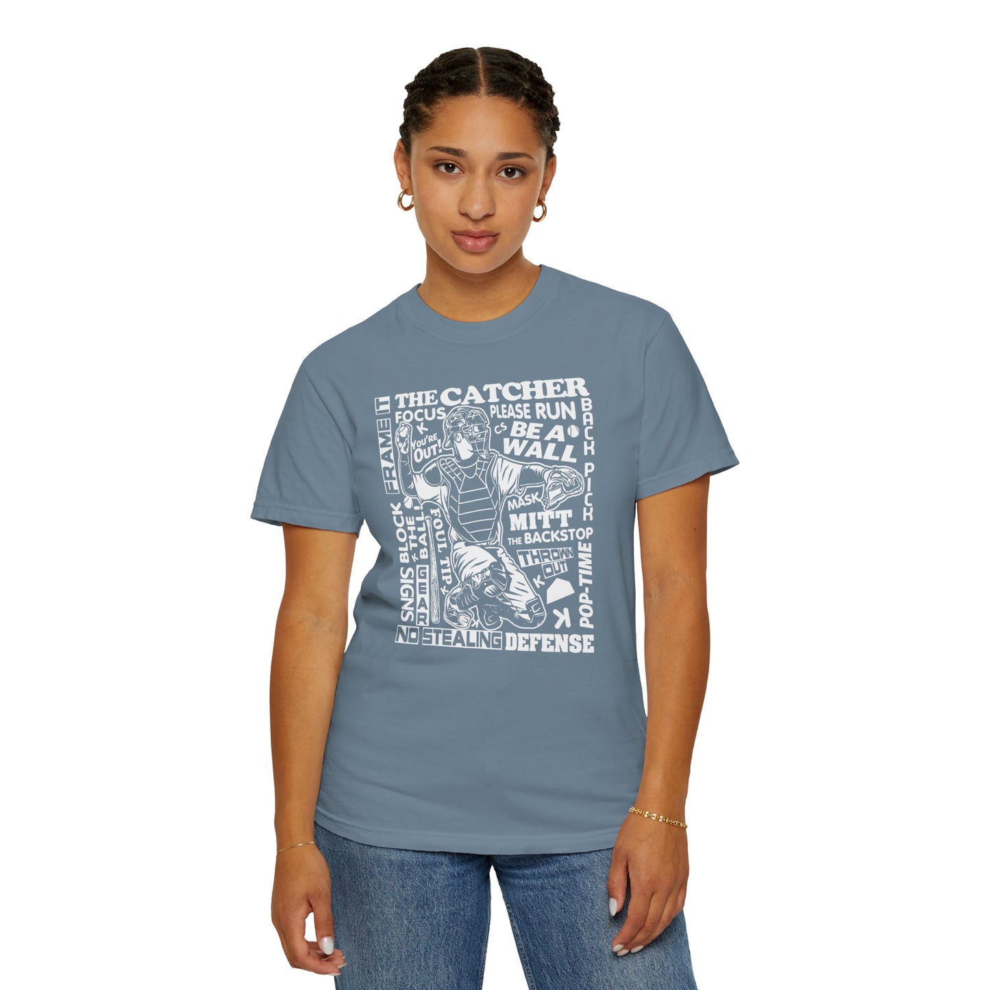 Catcher Graphic T-Shirt — Vintage-Inspired Baseball Catcher Design