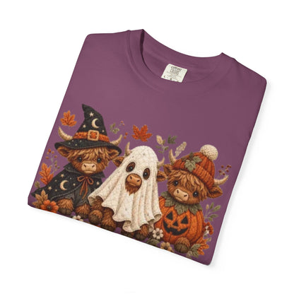 Halloween Highland Cows & Ghost T-shirt
