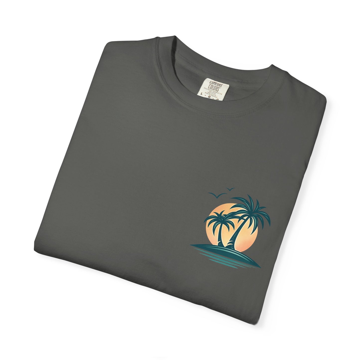 Palm Island Sunset T-Shirt — Tropical Beach Graphic Tee