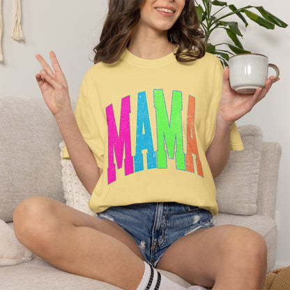 Mama Colorblock T-Shirt — Bright Retro Mama Graphic Tee for Mothers' Day & Everyday