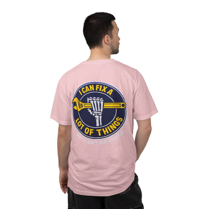 Mechanic T-Shirt — "I Can Fix a Lot of Things (But I Can't Fix Stupid)" Graphic Tee