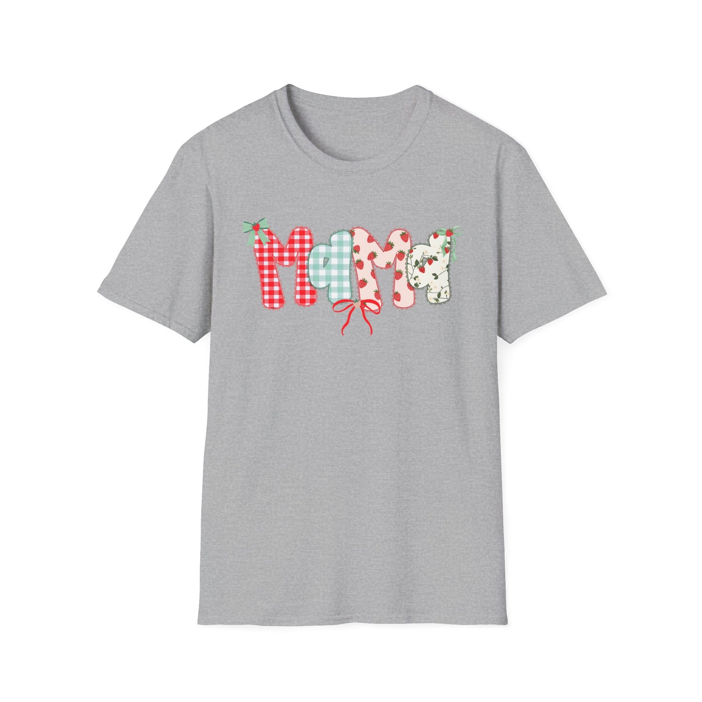 Mama Patterned Patchwork T-Shirt — Floral & Gingham "Mama" Design, Cute Mother's Day Gift