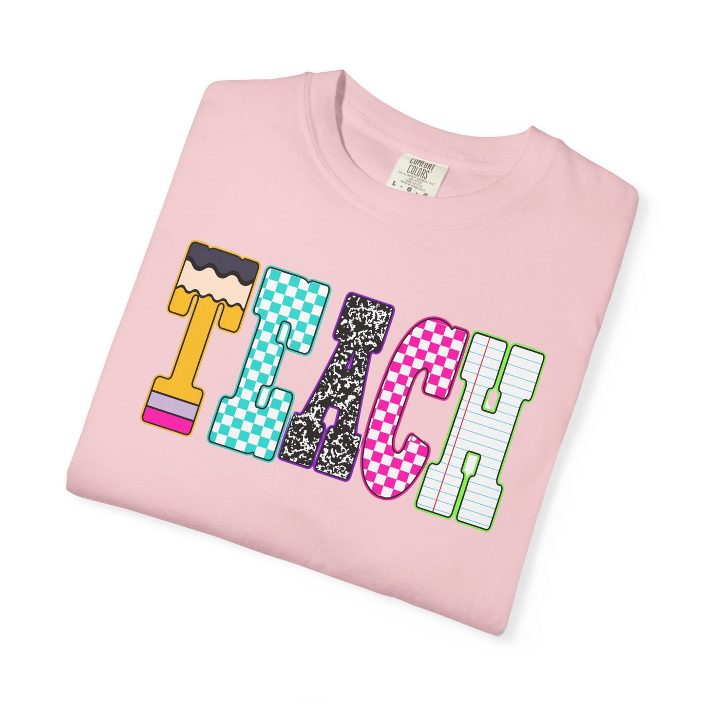 Teach Colorblock Graphic T-Shirt — Fun Teacher Appreciation Tee