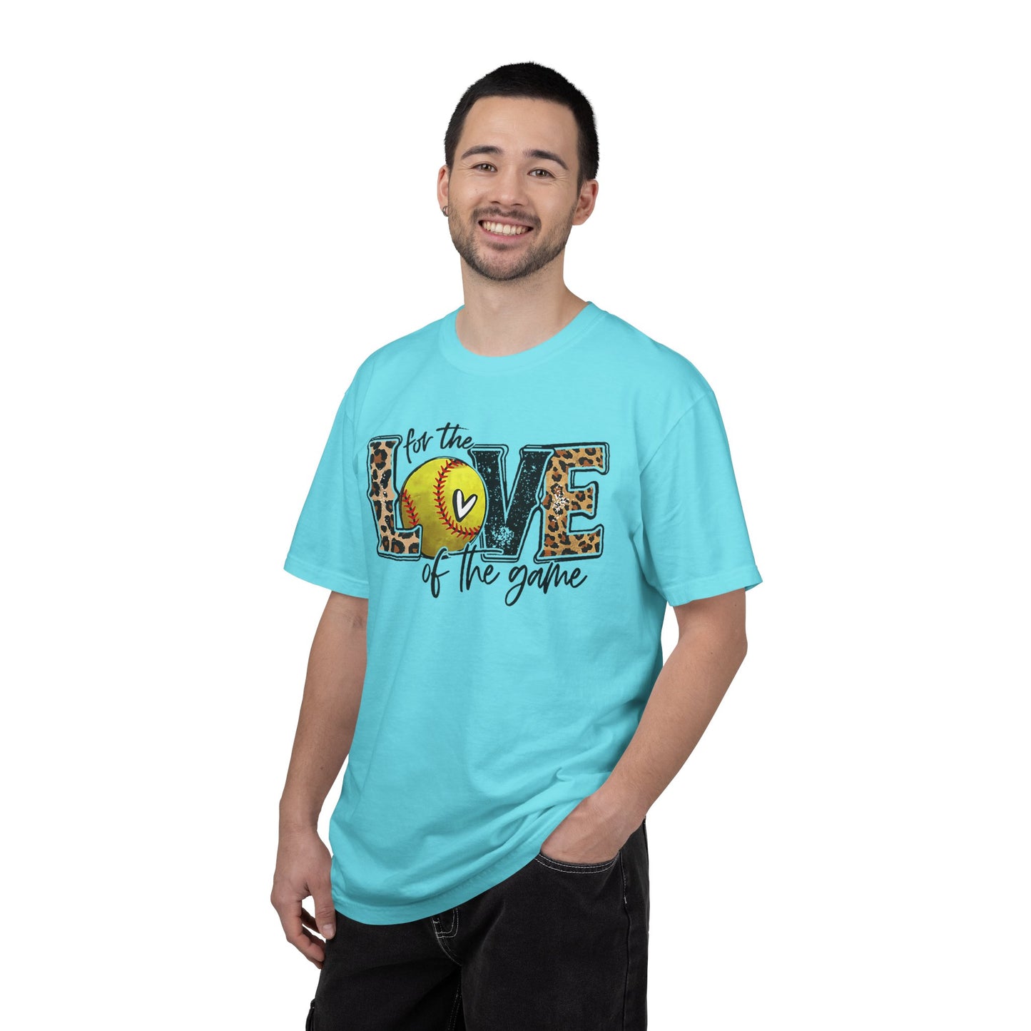 Love of the Game Softball T-Shirt — Leopard Print Tennis Ball Design