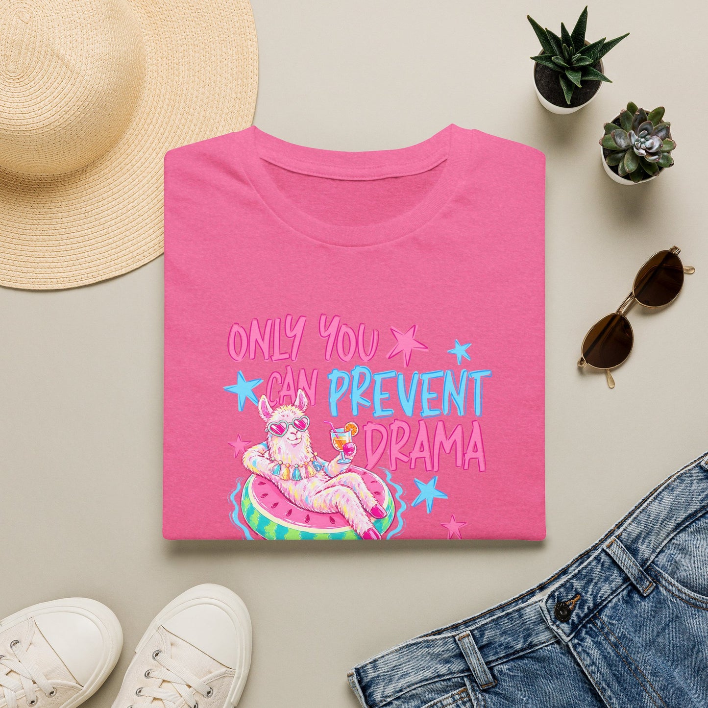 Only You Can Prevent Drama T-Shirt — Cute Llama Pool Float Graphic Tee