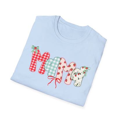 Mama Patterned Patchwork T-Shirt — Floral & Gingham "Mama" Design, Cute Mother's Day Gift