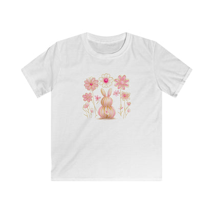 Kids Tee — Pink Floral Bunny Easter Shirt for Children