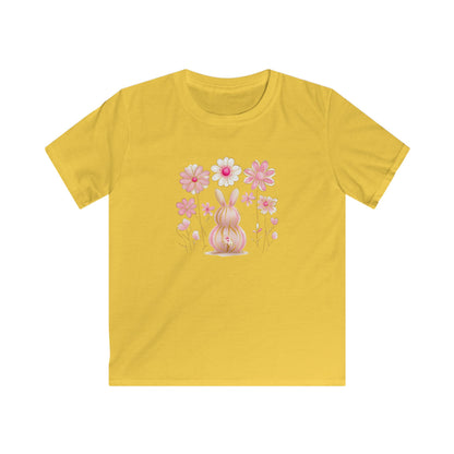 Kids Tee — Pink Floral Bunny Easter Shirt for Children