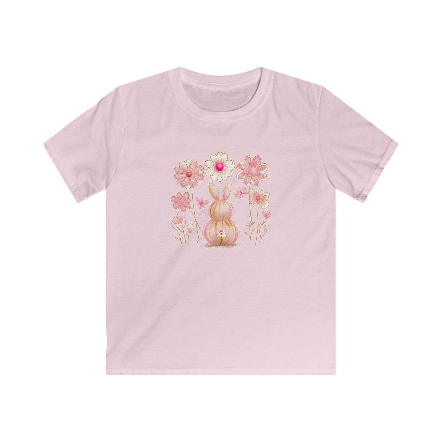Kids Tee — Pink Floral Bunny Easter Shirt for Children