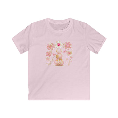 Kids Tee — Pink Floral Bunny Easter Shirt for Children