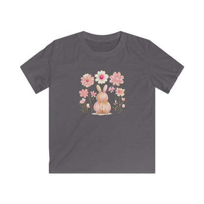 Kids Tee — Pink Floral Bunny Easter Shirt for Children