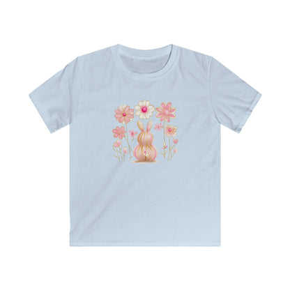 Kids Tee — Pink Floral Bunny Easter Shirt for Children