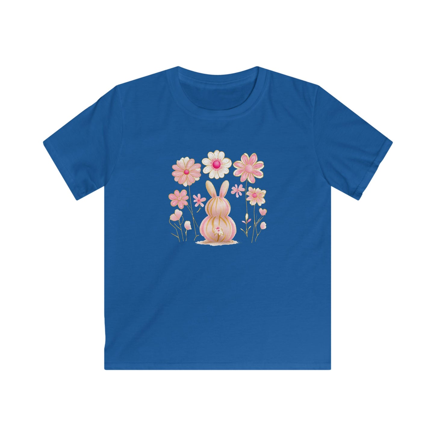 Kids Tee — Pink Floral Bunny Easter Shirt for Children
