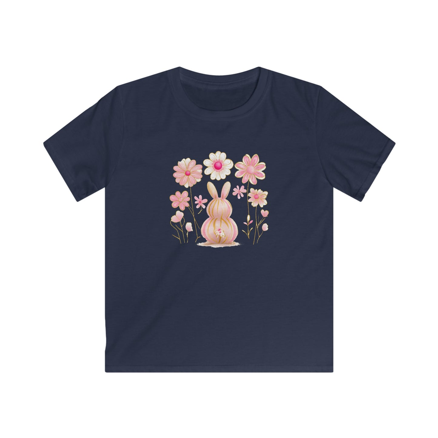 Kids Tee — Pink Floral Bunny Easter Shirt for Children
