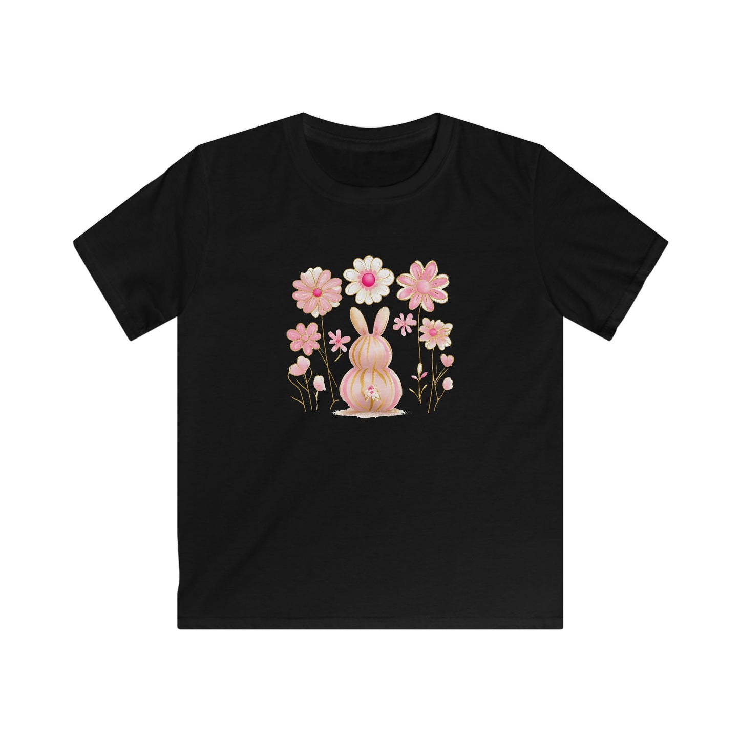 Kids Tee — Pink Floral Bunny Easter Shirt for Children
