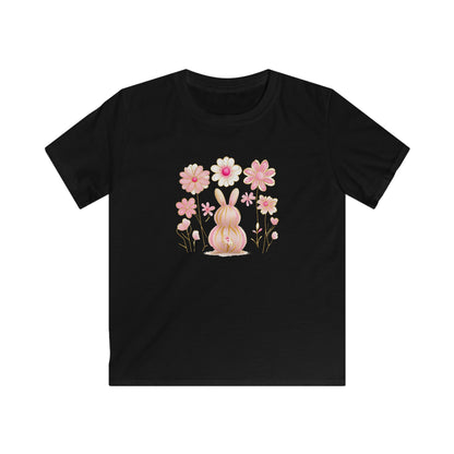 Kids Tee — Pink Floral Bunny Easter Shirt for Children