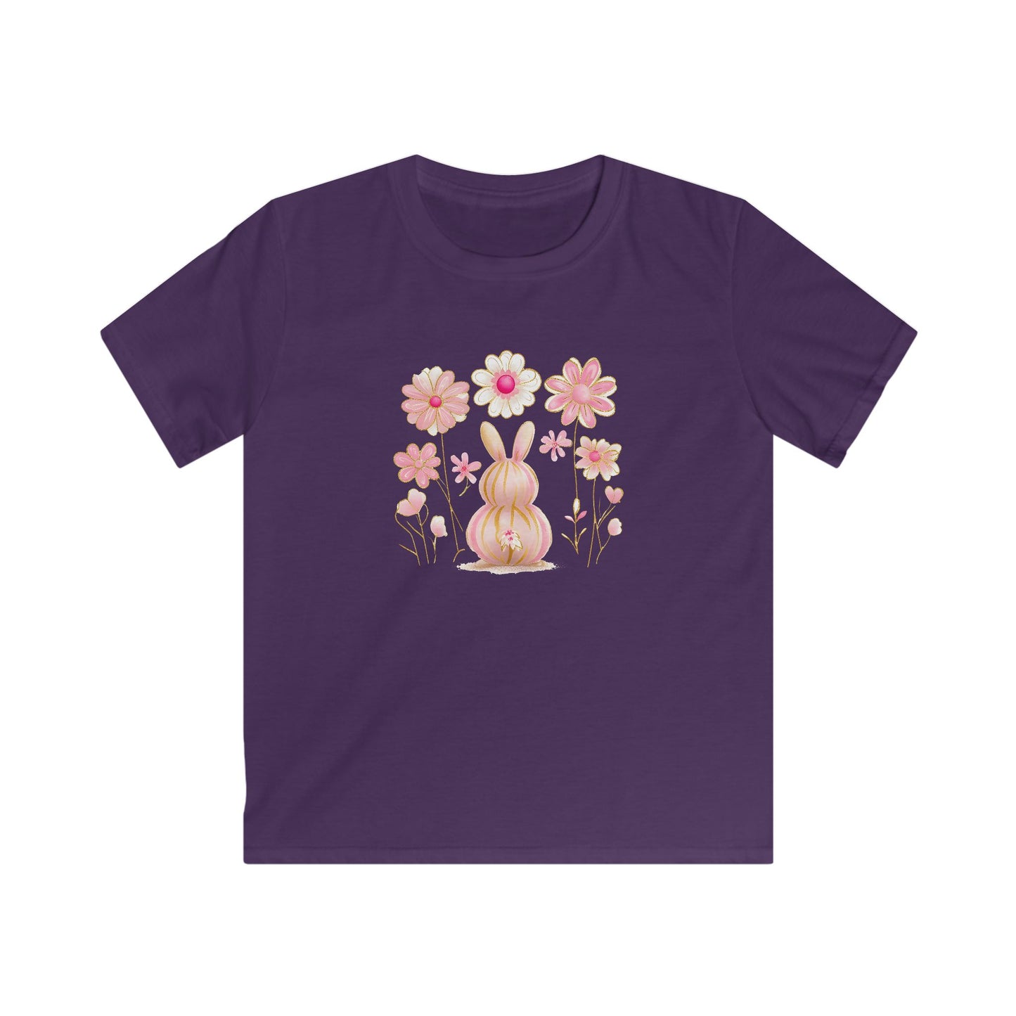 Kids Tee — Pink Floral Bunny Easter Shirt for Children