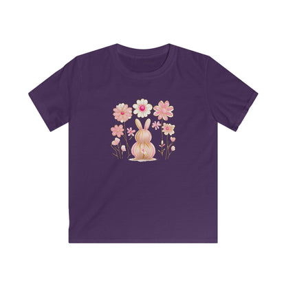 Kids Tee — Pink Floral Bunny Easter Shirt for Children