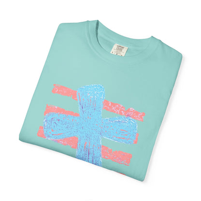 Cross & Stripes T-Shirt — Retro Coastal Church Graphic Tee