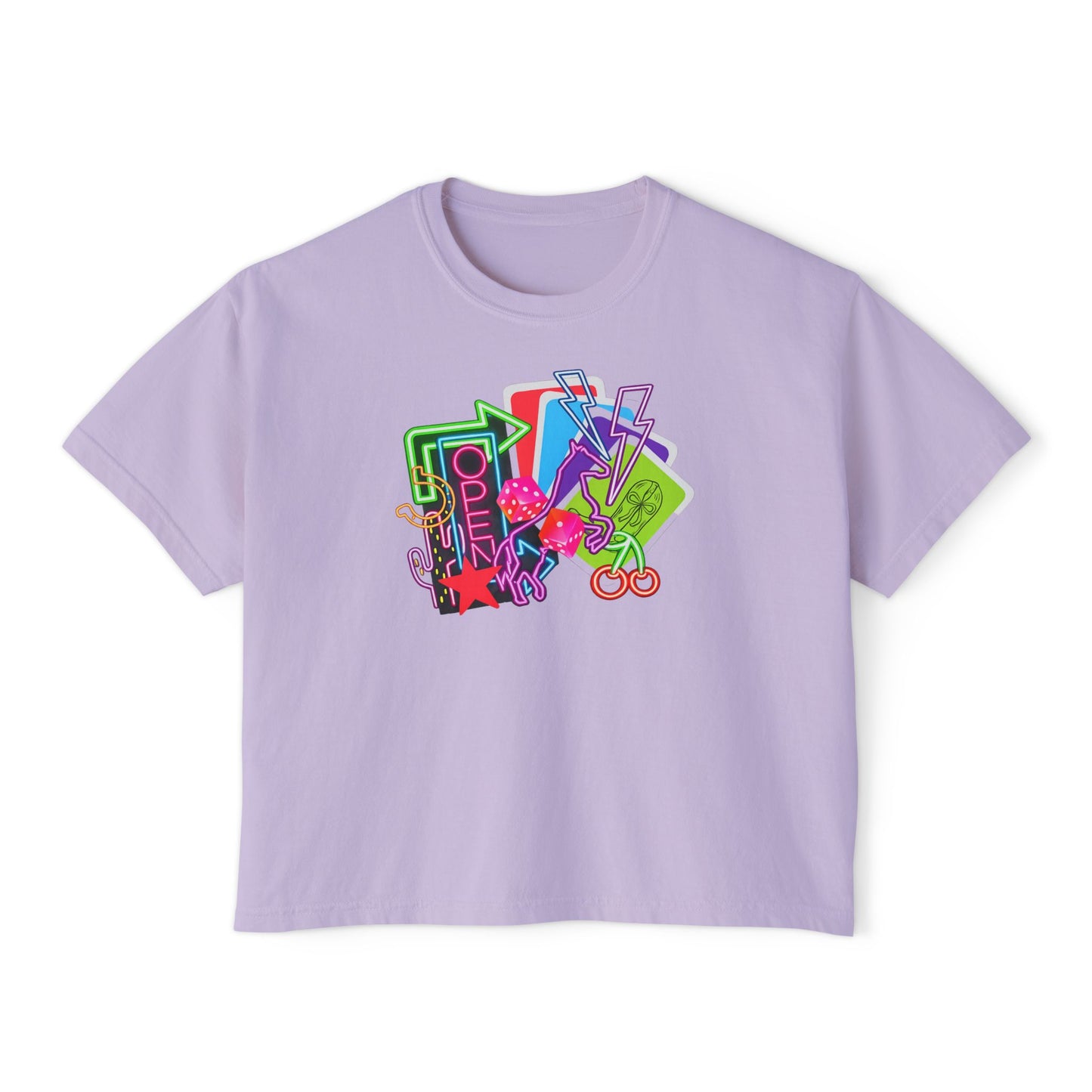 Retro Neon Makeup Graphic Tee — Women's Boxy Tee