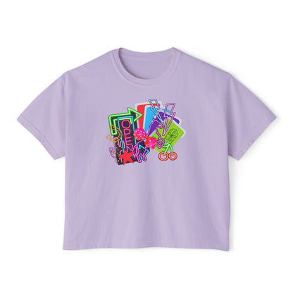 Retro Neon Makeup Graphic Tee — Women's Boxy Tee
